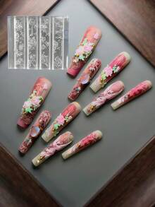 鳶尾花、馬蹄蓮、牡丹、多款玫瑰花高透明矽膠美甲模具 - 無色 - 查看 6