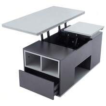 =313593594GAA Liftable Multifunctional Coffee Table - Tabletop Opens To 2 Tables, Dark Grey + Light Grey, Large Capacity, Modern Living Room Furniture, Office Dining Table Side Table Multifunctional Table - 灰色 - 查看 6