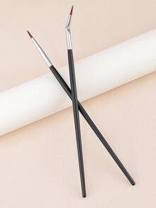 2 PCS Professional Super Thin Angled Liner Eye Brush Brow Contour Makeup Brushes Eyebrow Eyeliner Brush Make Up Tools - Black - View 2