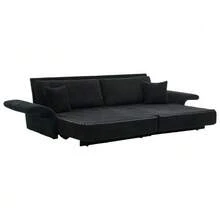 Modern Minimalist Fabric Sofa With Multifunctional Conversion: Comfortable Sofa Bed For Living Rooms, Offices And Studios, Foldable Double Sofa Bed For Small Apartments. - 黑色 - 查看 9