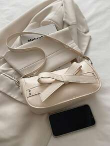 New Fashion Versatile Textured Chain Shoulder Bag Underarm Bag For Women - White - View 3