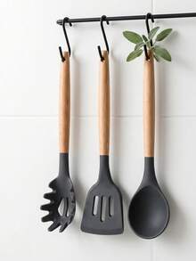 12-Piece Silicone Kitchen Utensil Set. Non-Stick Spatula. Silicone Material. Upgraded Version Thicker, Sturdier And More Durable. Silicone Spatula And Spoon Set. Heat-Resistant, Non-Stick Cooking Tools. Natural Wooden Handle. Easy To Clean, Dishwasher . Suitable For Holidays And Daily Use - Perfect Choice For Cooking. - Multicolor - View 5