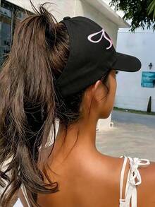 1/2 piezas Gorra de béisbol con coleta para mujer, gorra casual con moño desordenado, gorra ligera puntiaguda, gorra de sol de moda, adecuada para deportes al aire libre & uso casual diario - Gorro de pajarita - Ver 2