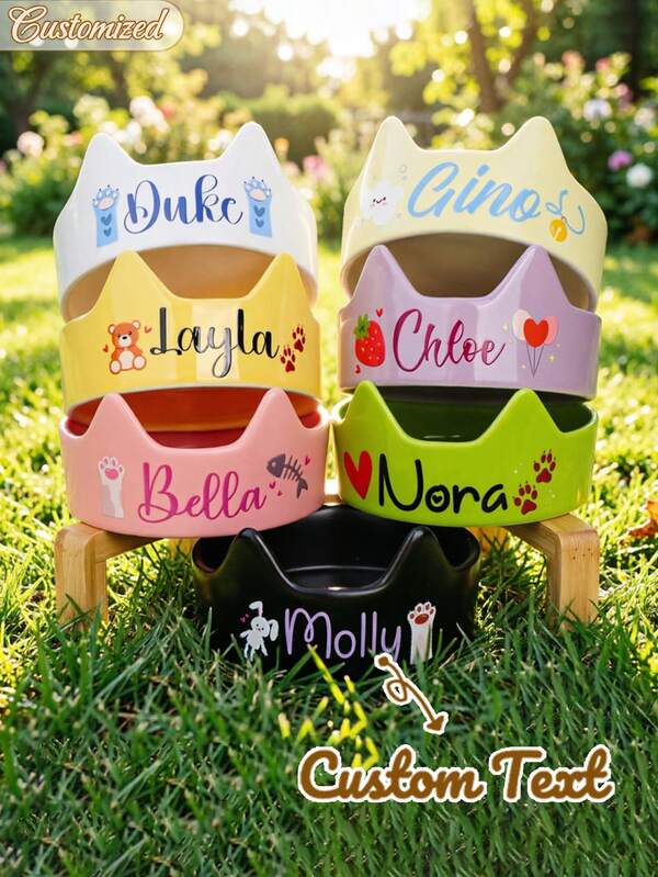 Cuenco de cerámica personalizado para mascotas, cuenco de comida para gatos y perros personalizado, cuenco de perro con diseño personalizado, cuenco de comida para perro personalizado con nombre, regalo para amantes de los perros, cuenco alimentador para gatos regalo para mascotas - perfecto para gatos y perros, adecuado para suministro de comida y agua, variedades de cuencos para perros