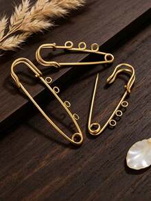 1/5pcs 18K Gold Plated Stainless Steel Fashion Safety Pin Decorative Brooch, Waterproof And Fade-Resistant, DIY Jewelry Making Supplier - Pin - View 4
