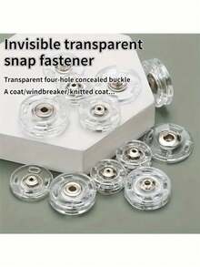 10/20 piezas Botones invisibles ultra transparentes - Fijadores invisibles, adecuados para suéteres y camisas, diseño anti-exposición, con exquisita hebilla redonda, perfectos para telas de punto y abrigos, fáciles de coser y asegurar firmeza, accesorios de costura - transparente - Ver 10