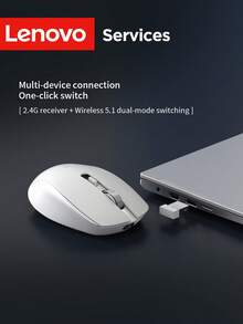Lenovo 2.4G Wireless Silent Mouse 1600DPI USB Office Mouse Ergonomis Ringan Portabel untuk Laptop, Kantor, dan Belajar - View 7