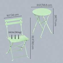 3pcs Folding Bistro Furniture Set For Outdoor Use, Including Table And Chairs For Garden And Balcony - Black - View 5