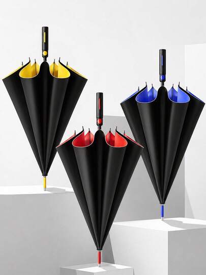 Extra Large Long Handle Umbrella For 2-3 People, Windproof 10-Rib Reinforced, UV Waterproof Quick-Dry, Sturdy Business Travel Umbrella (Black)