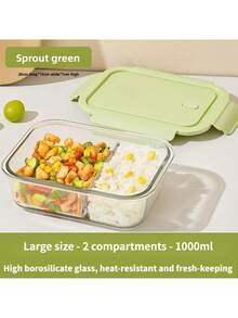 2pcs Rectangle High Borosilicate Glass Food Storage Container, Microwave Freezer Oven Dishwasher , Stackable Portable Meal Prep Lunch Box For Kitchen Refrigerator, Office Work Lunch, Outdoor Picnic & Camping, Family Daily Food Preservation - Green - View 19
