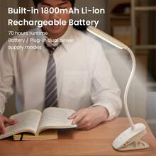 PHILIPS Lampu Meja LED dengan Cahaya LED Ramah Mata dan Klip Logam, 3 Tingkat Kecerahan yang Dapat Diatur, Bertenaga Baterai/Port USB, Lampu Baca Leher Angsa Fleksibel untuk Rumah dan Kantor - hijau - View 4