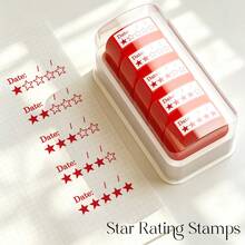 Back To School - 5pcs Teacher Five-Star Grading Stamps, Parent Signature Self-Inking Stamp Set, Creative Rating Star Stamps With Handwritten Date, Teacher Grading / Tutoring Scoring Stamps, Reusable, Compact And Durable, Suitable For Parents And Teachers To Grade Homework, Study Tracking, Habit Formation, Easily Mark Learning Progress, Improve Teaching And Tutoring Efficiency, Essential Practical Stationery For New Teachers And Parents - 5-piece Happy Complete Graded Set - View 1