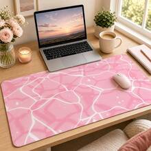 Glitter Cracked Marble Large Vanity Mat, Shiny Star Line Print Non-Slip Rubber Extended Mouse Pad, Waterproof Long Keyboard Pad, Suitable For Makeup Table, Office Desk Decoration - View 2