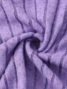 Setelan Rajut Kasual Manis 2 Potong untuk Anak Perempuan: Jaket Pendek Berkerudung Bergaris Ungu dengan Resleting + Rok Pendek Berumbai Dua Lapis dengan Pinggang Elastis, Musim Semi/Musim Gugur - Purple - View 10