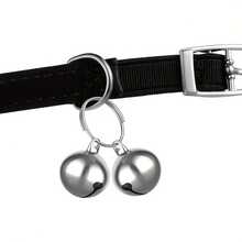 2pcs Dog And Cat Collars With Round Metal Pet Bells - The Ideal Choice For Training And Pet Additions - Silver - View 1