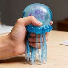 1pc Sparkly Jellyfish Squeeze Toy, Soft Bouncy Ocean Themed Stress Relief Fidget Ball, Cute Mini Desktop Ornament, Aesthetic Sensory Toy, Perfect Holiday Gift For Halloween & Christmas - Multicolor - View 1