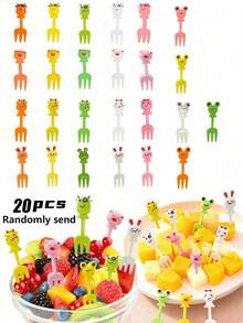 10入組可愛動物造型水果叉，適用於生日派對裝飾、節日裝飾、聖誕禮物、開學禮物，適合水果、蛋糕與甜點 - 彩色 - 查看 9