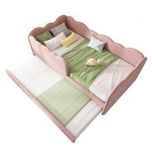Upholstered Bed/Daybed 90x190cm, Daybed/Sofa Bed With Pull-Out Bed 90x190cm, Children's Bed With Slatted Base - 粉色 - 查看 2
