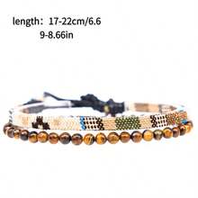 2pcs/Set Woven Surf Bracelet For Women And Men - Handmade Beaded Bracelet - Beach Accessory Festival Jewelry - Waterproof And Adjustable - 2-piece Set - View 3