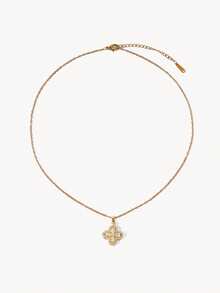 Opalesca 1 Set Stainless Steel Necklace & Earring Jewelry Set, Luxury Rhinestone Classic Versatile Personalized Party Earrings & Necklace Gift, No Gift Box - Gold - View 12