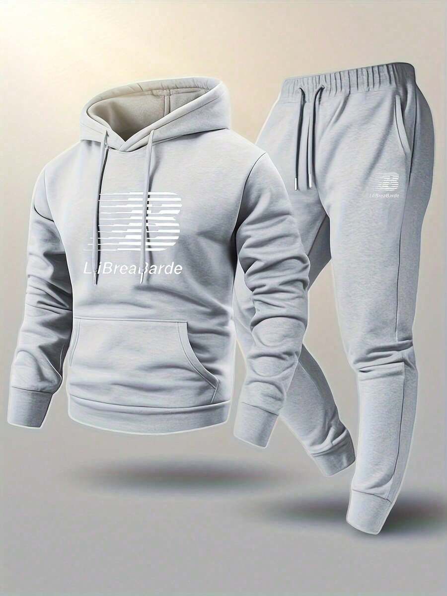 Men's Premium Hoodie And Comfortable Winter Jogger Pants Set - 淺灰色 - 查看 1