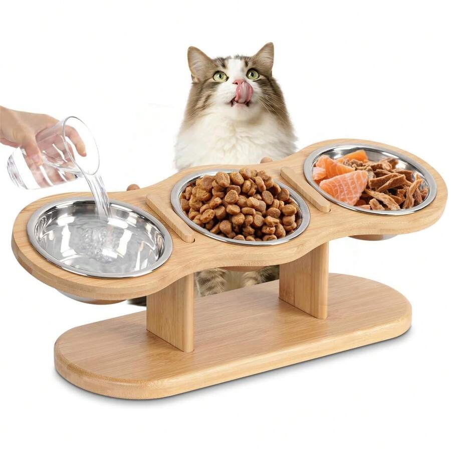 15° Tilted Stainless Steel Dog Bowl - Anti-Spill Anti-Slip Elevated Feeder, Suitable For Cats & Dogs, Ergonomic Design Promotes Healthy Eating And Digestion