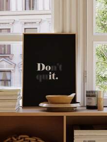 1pc Frameless Inspirational Quote Canvas Print / "Don't Give Up" Motivational Wall Decor / Bold Typography On High Contrast Black Background / Modern Home And Office Aesthetics / Inspirational Wall Art / Typography Art, Living Room Aesthetic Design - Multicolor - View 2