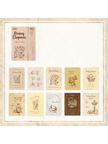 1 Pack 30pcs Vintage Aesthetic Theme Planner Stickers, Creative Art Stickers, DIY Decoration Collage Craft Materials, Holiday Gift, Personalized Scrapbook School Stationery Supplies School Supplies - W.P. - View 13