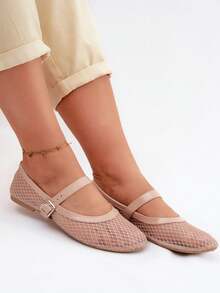 Ballerines en maille Gaia avec bride, légères et aérées avec semelle intérieure en cuir confortable, idéales pour les journées chaudes Noir Beige - Beige - Voir 6