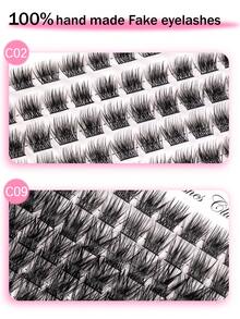 Natural False Eyelashes 12-16mm Mixed Style 0.07mm D Curl, 12 Rows 144 Pieces, Single Cluster 3D Precise Fit, Suitable For Daily Makeup, Lightweight And Portable, Applicable For Daily Life, Parties And Various Occasions. - D - 查看 4
