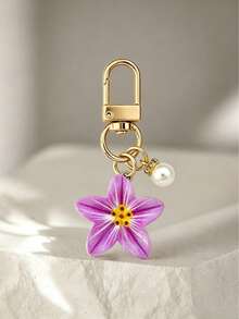 1 pieza/Multi-piezas Colgante de flor de lirio colorida para mujer con incrustación de perla falsa, llavero y adorno para bolso - Multicolor - Ver 8
