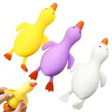 1pc Stretchable Cute Duck Squeeze Toy, Slow Rebound Stress Relief Toy For Office Adults, Mini Calming Desktop Ornament, Creative Birthday Gift, Random Style Random Color - 彩色 - 查看 2