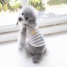 Camiseta de tirantes finos con diseño calado de verano, bordado de concha, transpirable, ropa para mascotas Teddy Bichon perro gato para perros pequeños y extra pequeños - Blanco - Ver 8