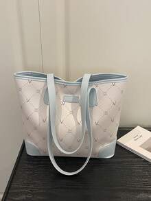 Bolsa de Mão Premium de Grande Capacidade para Mulheres, Bolsa Tote de Ombro Casual Minimalista Versátil e Elegante para o Dia a Dia - Multicolorido - Visão 8