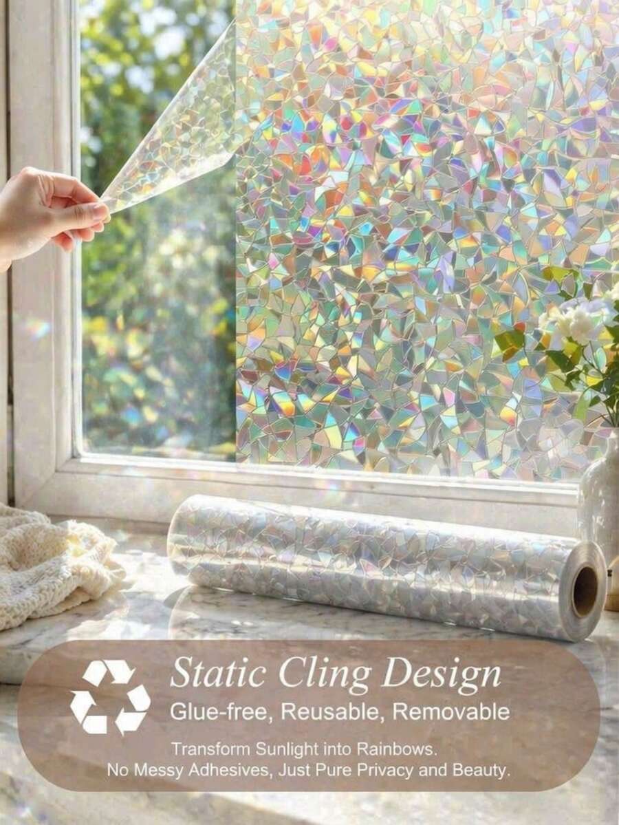 Photochromic Rainbow Window Film Color Changing UV Block Heat Control Static Cling Non Adhesive For Home Office Glass Door - Multicolor - View 1