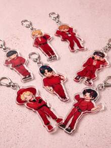 8 Acrylic Keychains. Featuring The Iconic Red-Clad K-Pop Devil, These Keychains Recreate His Classic Stage Look, Exuding Coolness And Style. Perfect For High-Energy Occasions Like Concerts, Fan Gatherings, Bag Charms, And Collectible Items. Whether As A Birthday Gift Or A Gift Between Fans, These Keychains Instantly Ignite A Supportive Atmosphere, Showcasing The Attitude Of Die-Hard Fans And Making Them Stand Out Throughout The Season. - Multicolor - View 2