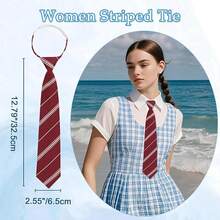 1pc Solid Color Striped Unisex Fashion Versatile Campus Style Necktie School - Multicolor - View 6