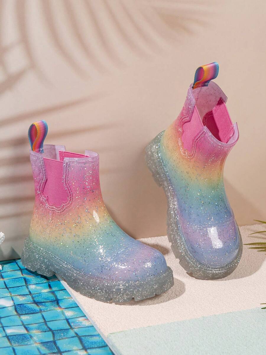 Children's New Rainbow Rain Boots, Fashionable Versatile Essential For Girls' Outfits, Cool Black For Boys And Girls, Multiple Styling Options, Street Style - Multicolor - View 1
