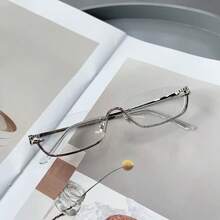 1 Pair Women's Y2K Cool Spicy Ins Style Personalized Half-Frame Metal Plain Lens Glasses - Clear - View 2
