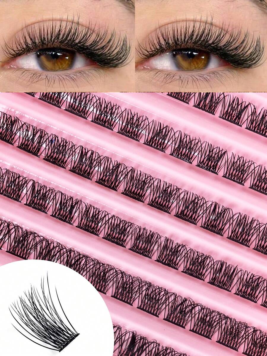 MEM 120pcs D Curl Cluster False Eyelashes, Reusable Natural Style, Soft And Comfortable, Easy To Wear, Suitable For Daily Use - D - View 1