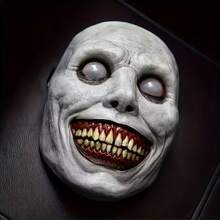 Horror Grinning White Ghost Mask Evil Smiling Demon Mask Scary Role Play Mask Halloween Carnival Haunted House Prank Photo Prop (For Bulk Orders Please Refer To The Last Actual Photo) - View 6