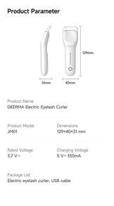 Deerma JM01 電動睫毛捲翹器 零縫隙貼合設計 3秒大眼效果 12小時全天持久 智能3段控溫 變色矽膠 46天長效續航 - 白色 - 查看 10