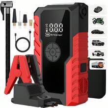 Arrancador de batería de coche con compresor de aire de 150PSI, arrancador de coche portátil con función de apagado automático, bomba infladora de batería de coche, cables de arranque e iluminación - GL901 - Ver 3