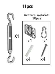44pcs Sun Shade Sail Hardware Kit: 5.9 Inch Stainless Steel Sun Shade Sail Hardware Kit, Heavy Duty Weather-Resistant Accessories For Triangle/Square/Rectangular Outdoor Sun Shade Sails, Outdoor Patio, Garden, Backyard Sun Shade Equipment. - Multicolor - View 11
