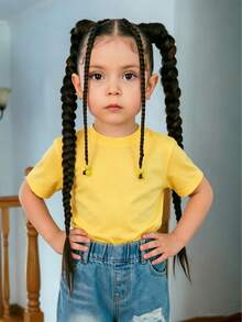 1pc Synthetic 26 Inch Long Ponytail Extensions With Elastic Band Versatile DIY Braided Ponytail For Kids Girls - 彩色 - 查看 3