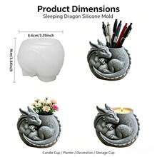 Cubulo 1件 3D睡眠龍茶蠟燭台矽膠模具，易脫模環氧樹脂水泥鑄造模，奇幻龍蠟燭托盤，哥德式桌面裝飾，適合所有節日DIY手工藝禮物 - 模具WJ090 - 查看 11