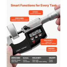 Micrometer Set, Digital Outside Micrometer 0-1 Inch Measuring Range, 0.00005" Resolution, Ultra-Precision 0.0001 Accuracy, LCD Screen, In/Mm Switch, Carbide Tip, With Protective Case - 0-1 Inch - View 4