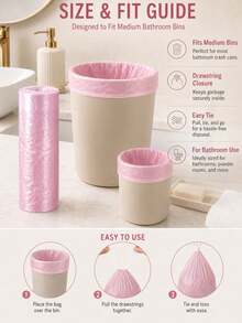 150pcs Trash Bags Garbage Storage Bags Multi-Purpose Heat-Resistant Kitchen Trash Bags Durable Mess-Free Compact Space-Saving Easy Clean Garbage Storage For Home Travel Office Furniture Accessory Waste Management Hygienic Convenient - Pink - 查看 7