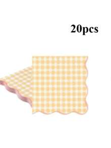 20/60/80/100pcs Disposable Pastel Gingham Napkins 4 Colors Pastel Scalloped Edge Tissue Thick 2-Ply Paper Disposable Gingham Napkins For Party Dinner Birthday Celebrations 5 X 5 Inches - View 11