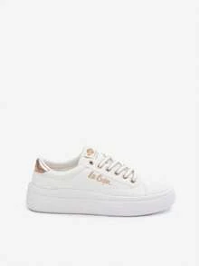 LeeCooper Women's Sneakers On The Platform Comfortable, Fashionable, Urban, With Elegant Lacing And Gold Thread LCW-26-44-4478 White Black - White - View 7